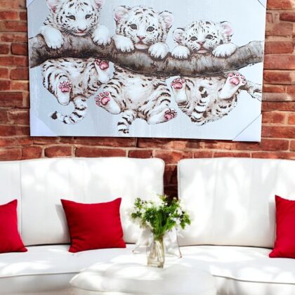 Framed Tiger Cubs Canvas Print