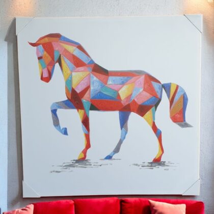 Framed Colourful Horse Canvas Print
