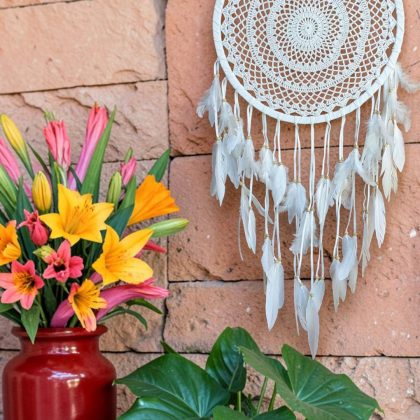 Extra Large White Feathered Dream Catcher