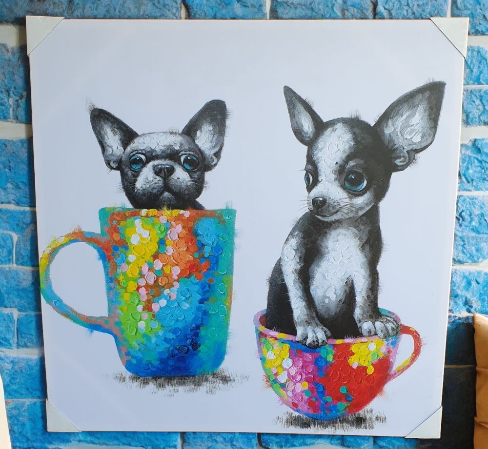 Extra Large Framed Dogs in Teacup Canvas Print - Image 4