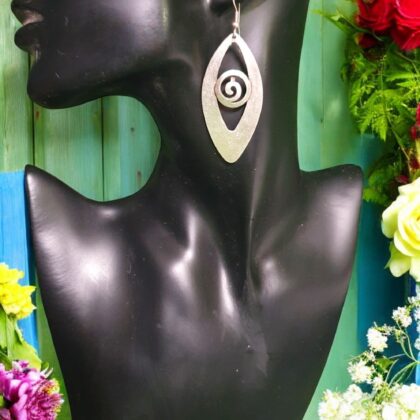 Long Oval Swirl Zamak Earrings