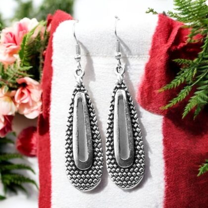 Silver Plated Long Dangly Zamak Earrings