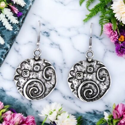 Silver Swirl Design Zamak Earrings