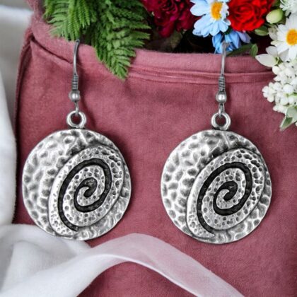 Large Swirl Circle Earrings