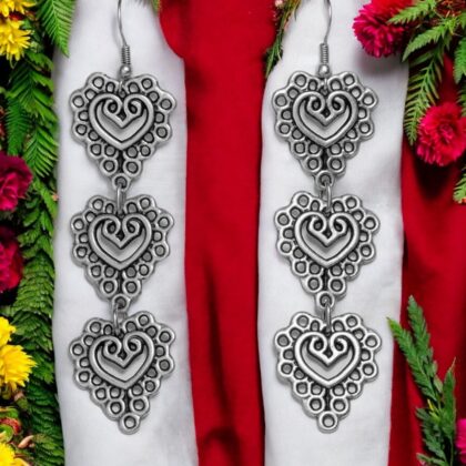 Triple Heart Dangle Earrings