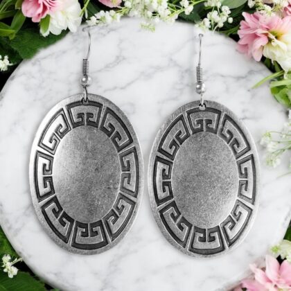 Large Pattern Oval Earrings