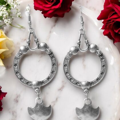 Silver Plated Horseshoe Dangle Earrings