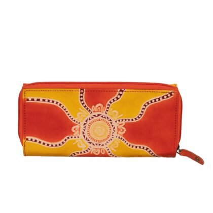 Genuine Leather Ladies Orange Tri Fold Wallet