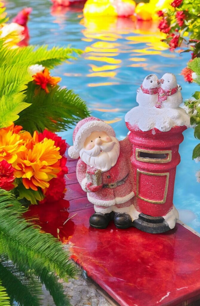 Christmas Santa Post Box Statue
