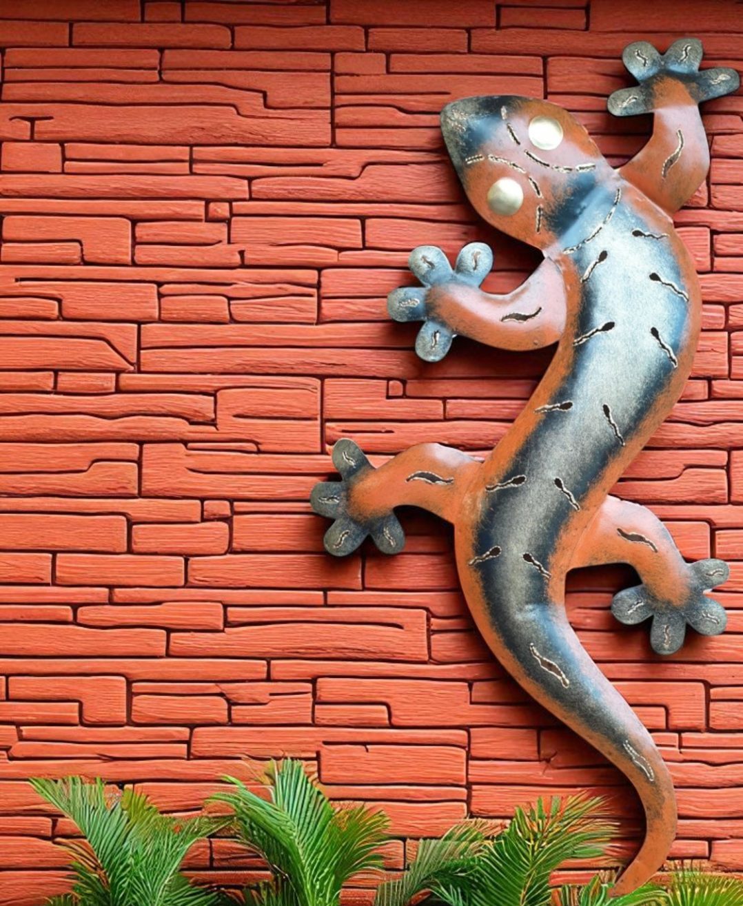 Orange Metal Gecko Wall Art