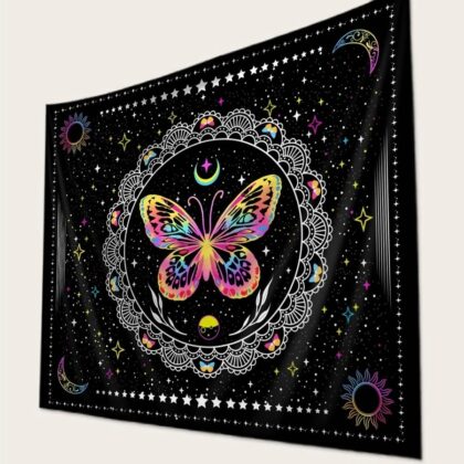 Large Multi Coloured Butterfly Tapestry Wall Hanging