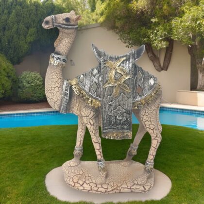 Single Camel Statue With Antique Crackle Finish