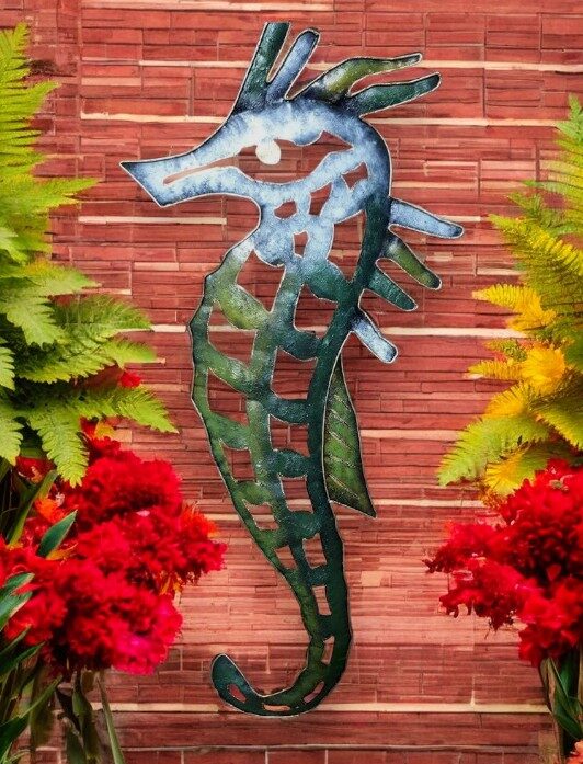 Extra Large Green Seahorse Skeleton Wall Art