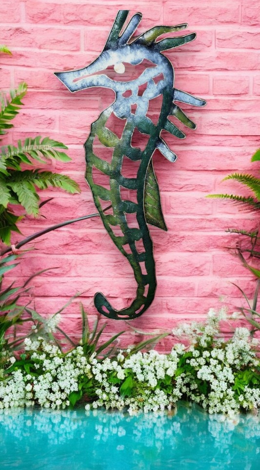 Extra Large Green Seahorse Skeleton Wall Art - Image 2