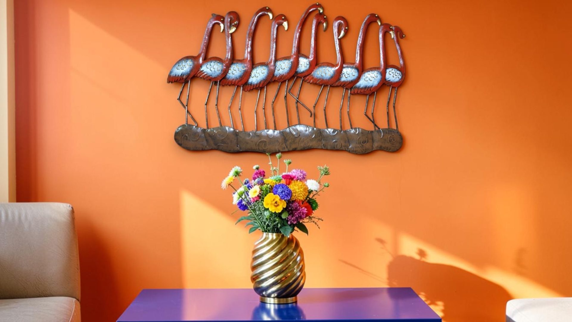 Large Flamingo Metal Wall Art - Image 3