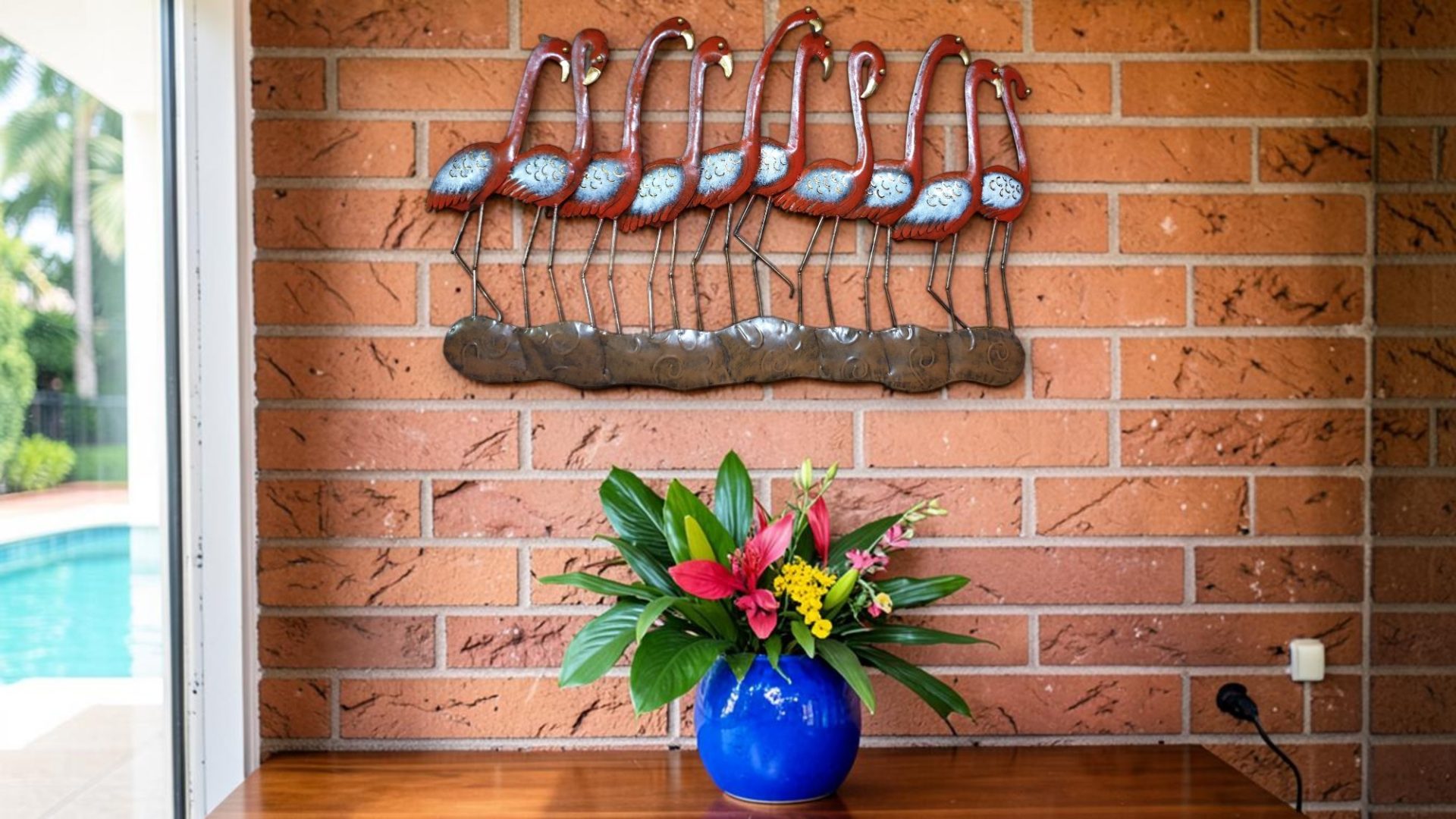 Large Flamingo Metal Wall Art
