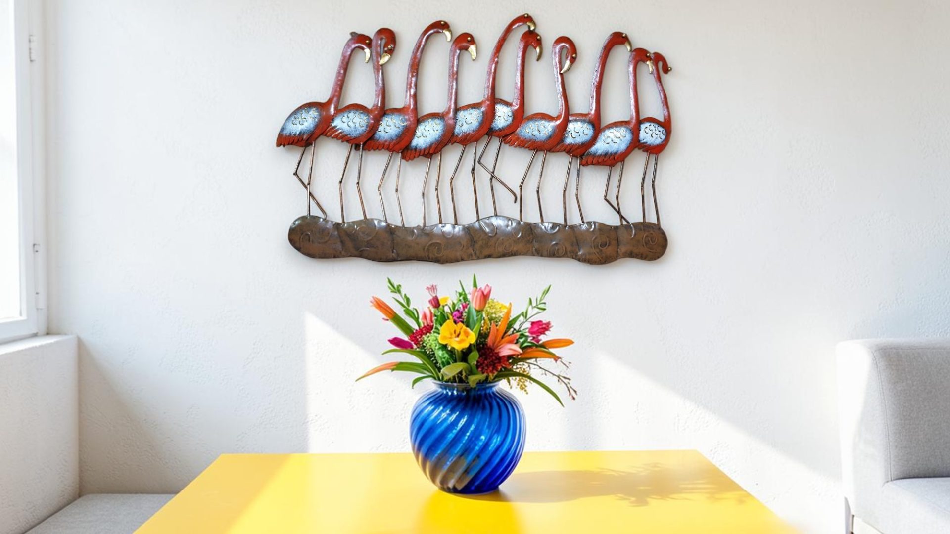 Large Flamingo Metal Wall Art - Image 2