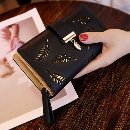Black And Gold Feather Wallet