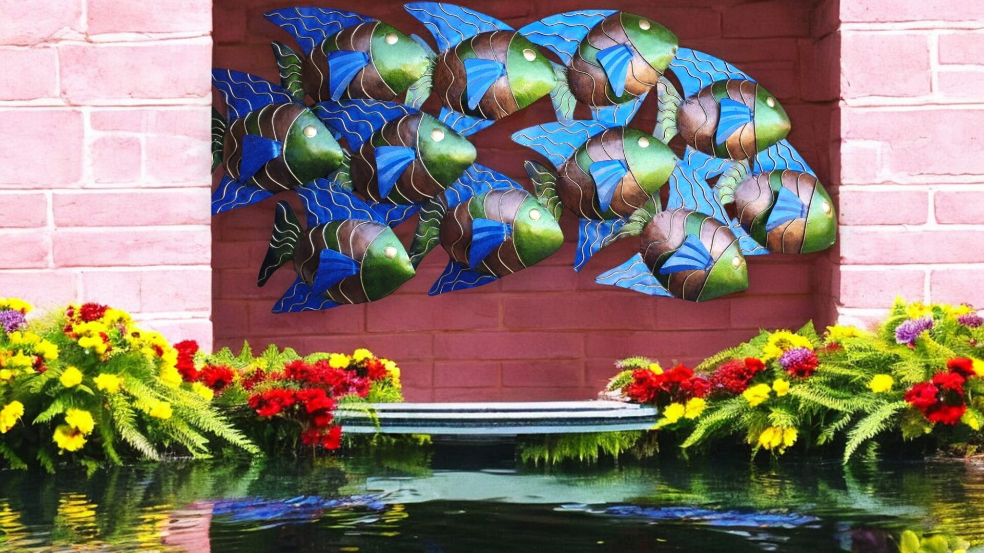 Large School OF Fish Deluxe Metal Wall Art A