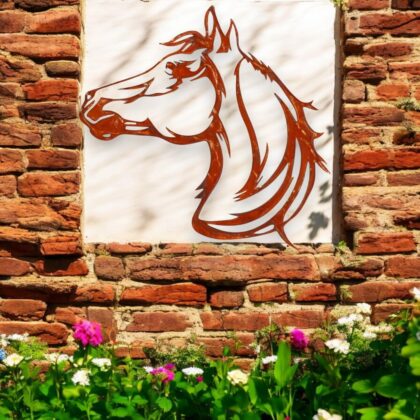 Horse Head Metal Wall Art In Rust Colour