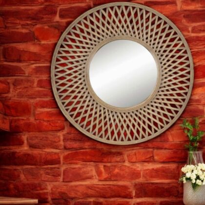 Large Rattan Wall Mirror