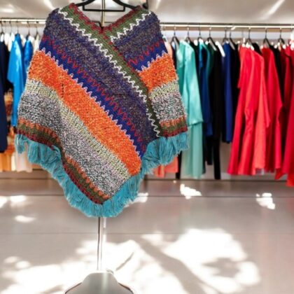 Ladies Free Size Knitted Poncho 1
