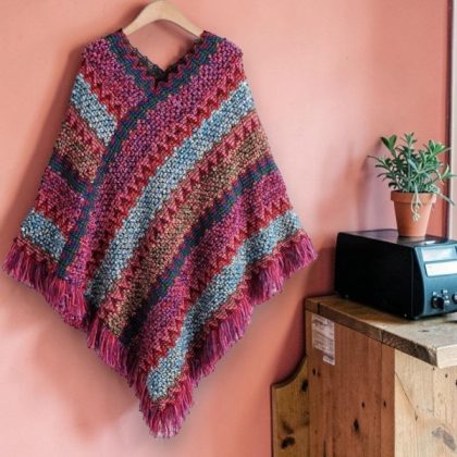 Ladies Free Size Knitted Poncho Q