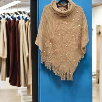 Ladies Free Size Turtle Neck Knitted Poncho