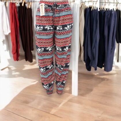 Ladies Red Elephant Cotton Pants