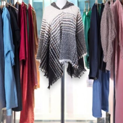 Ladies Free Size Hooded Beige Poncho E