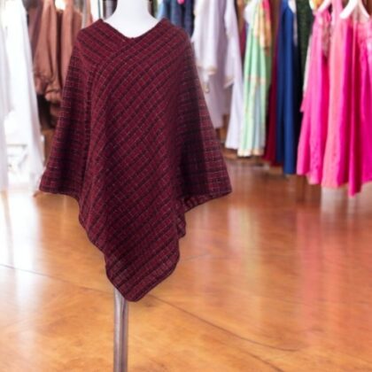 Ladies Free Size Wine Poncho