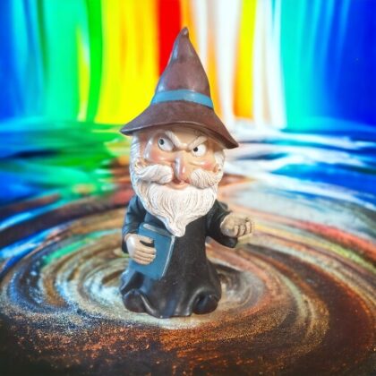 Bobble Head Wizard With Spell Book Statue