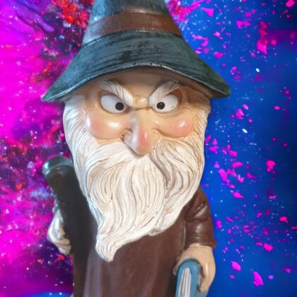 Bobble Head Wizard With Staff Statue