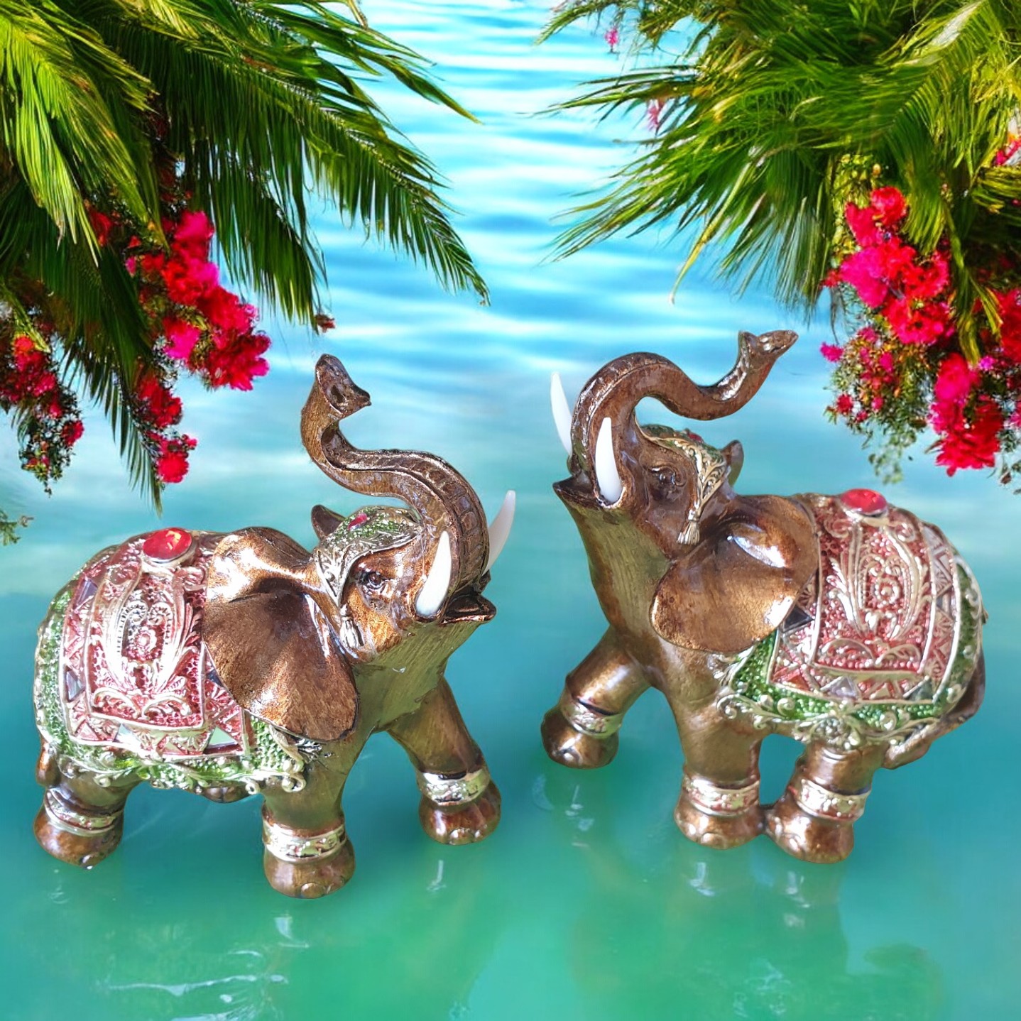 Bronze Lucky Elephant Statue Set - Image 4