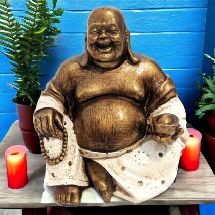 Cream And Gold Happy Fat Buddha Statue