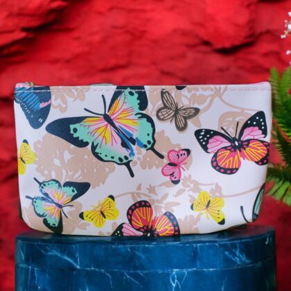 Pink Butterfly Cosmetic Bag