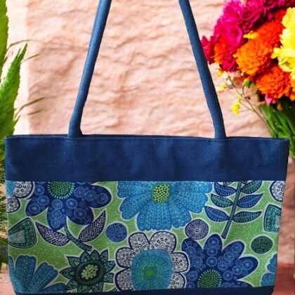 Lime And Blue Floral Artisan Bag