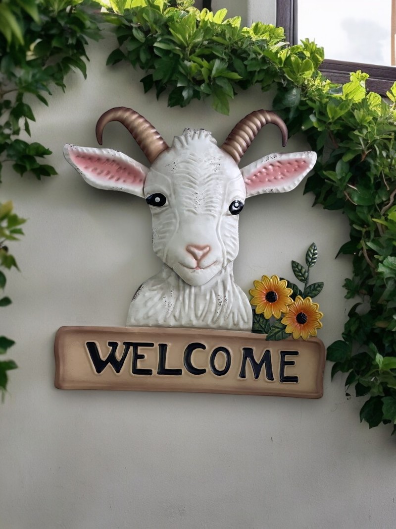 Bobble Head Goat Welcome Wall Art - Image 3