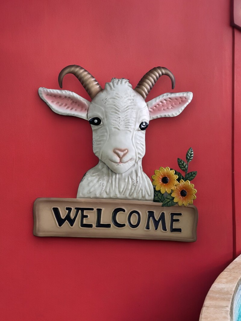 Bobble Head Goat Welcome Wall Art - Image 2