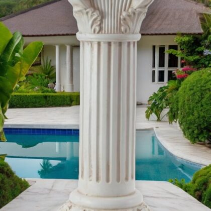 Medium White Ornate Pedestal Stand
