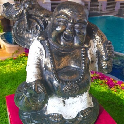 Large Lucky Cream Travelling Buddha Statue