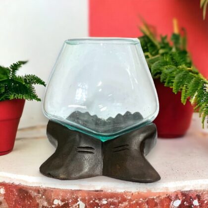 Glass Bowl Decor & Wooden Hands Decor