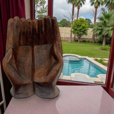 Extra Large Wooden Hands Bowl