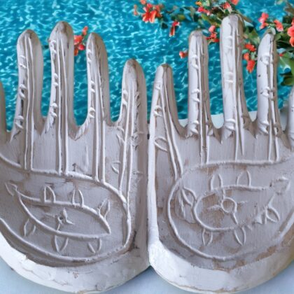 White Carved Wooden Hands