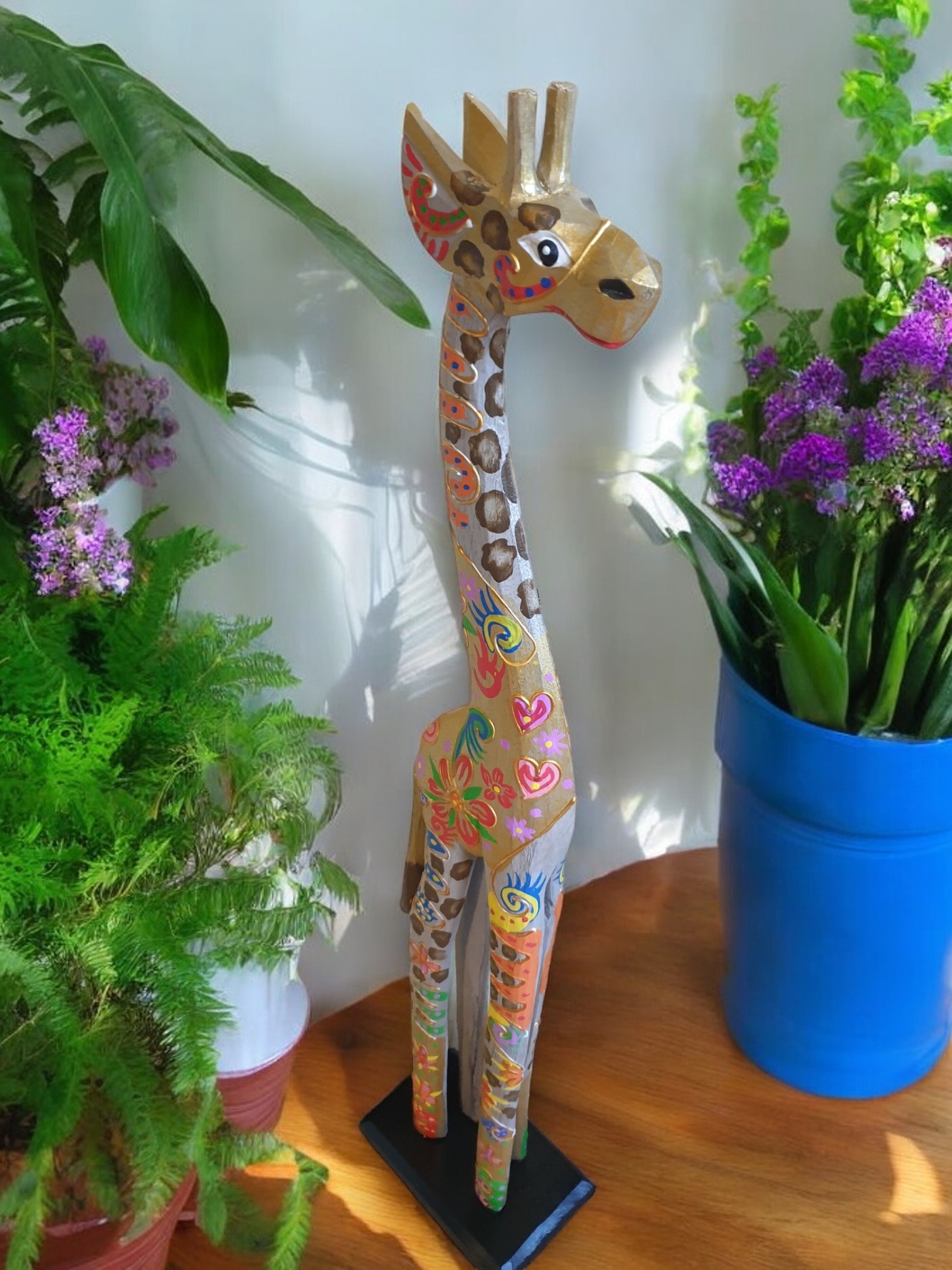 Medium Wooden Gold Giraffe Statue - Image 5