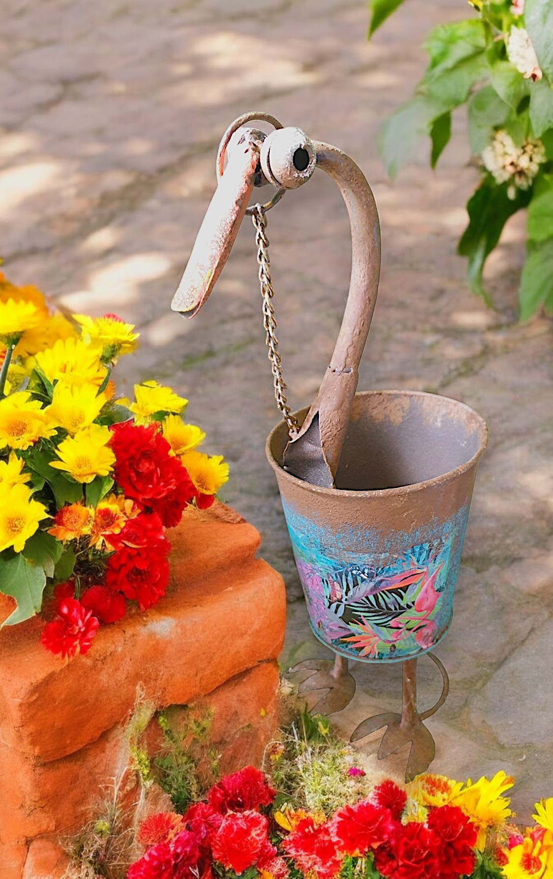Blue Metal Rustic Duck Planter - Image 3