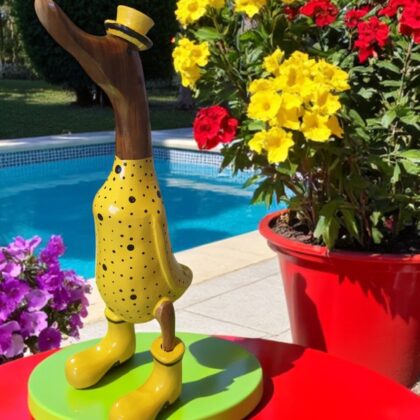 Extra Large Yellow Wooden Duck Statue