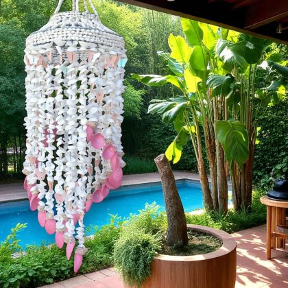 Extra Large Pink Butterfly Shell Windchime