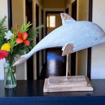 Extra Large Wooden Dolphin Statue