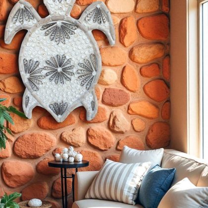 Extra Large Driftwood Shell Turtle Wall Art